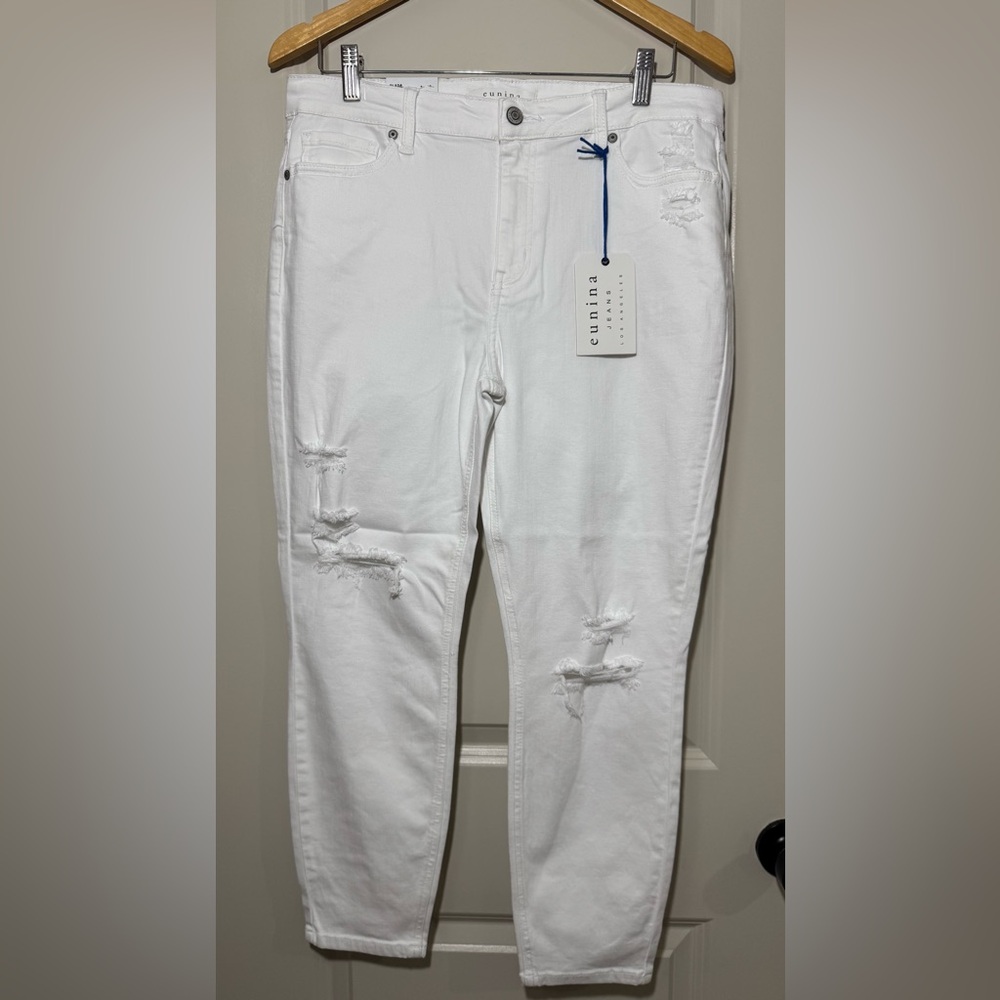NWT Eunina Distressed White Clara High Rise Skinny Crop Jeans Size 15/32